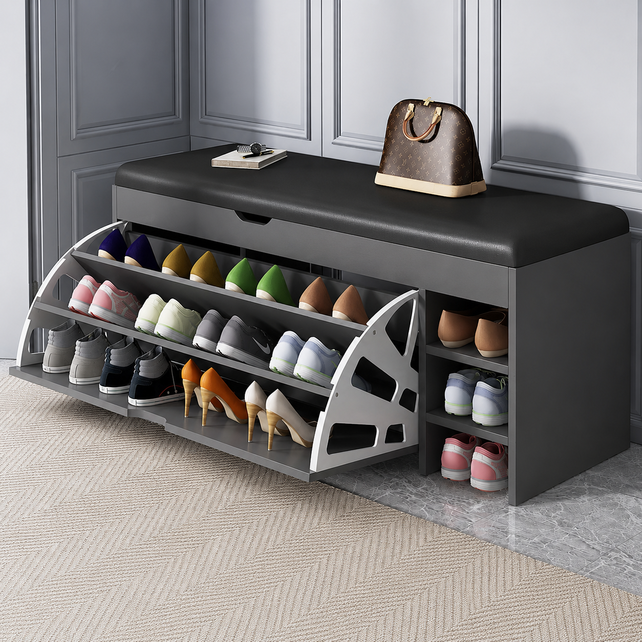 Armoire à Chaussures Fermée Entrée Grande Capacité – Meuble Chaussures Design Contemporain Hôtel
