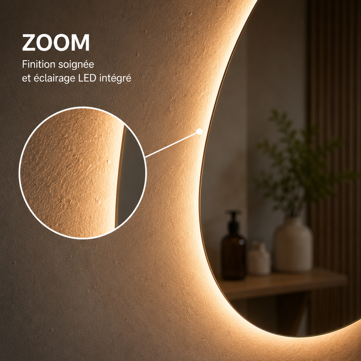 Miroir LED Rectangulaire Anti-Buée Joystar 50-70cm – Miroir Lumineux Salle de Bain Mural Premium