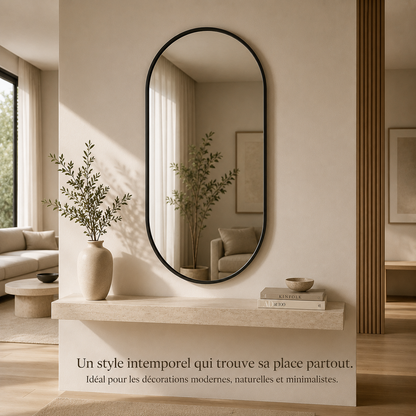 Miroir Ovale Verre Salle de Bain Luxe 50x80cm – Miroir Ovale Élégant Mural Design Premium Moderne