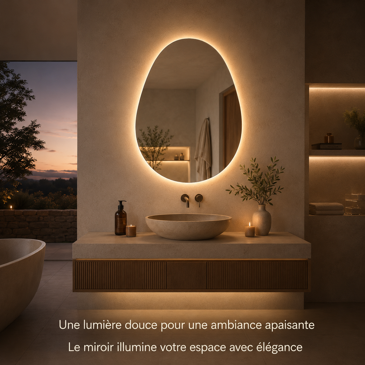 Miroir LED Rectangulaire Anti-Buée Joystar 50-70cm – Miroir Lumineux Salle de Bain Mural Premium