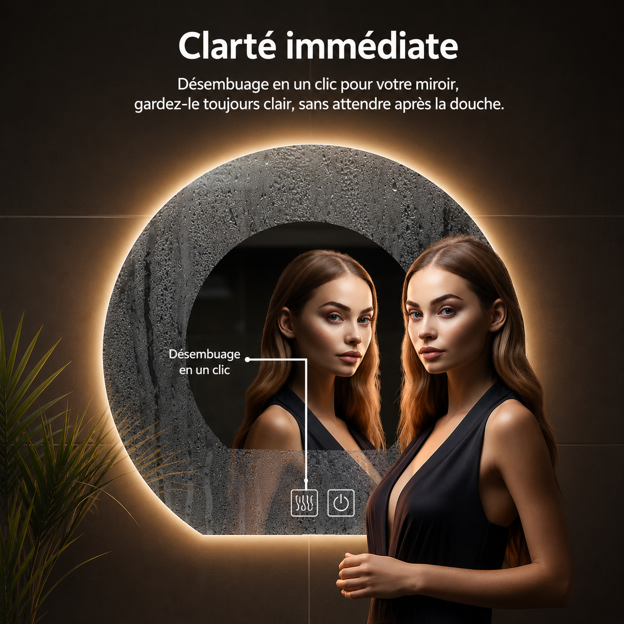Miroir Mural LED Sur Mesure AntiBuée – Miroir Lumineux Salle de Bain Personnalisé Premium