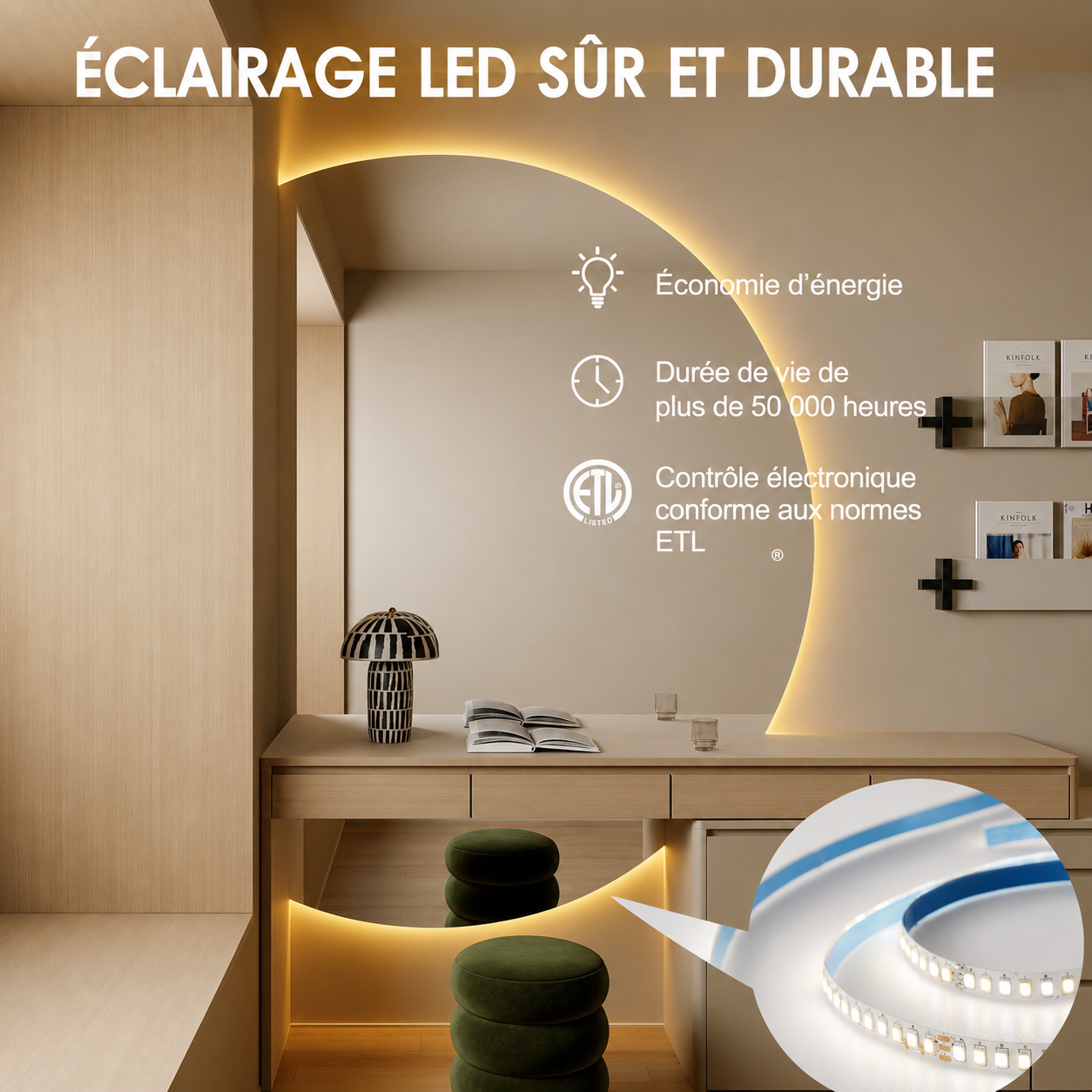Miroir Intelligent Tactile Sans Cadre Hôtel – Smart Mirror LED Touch Screen Salle de Bain Luxe