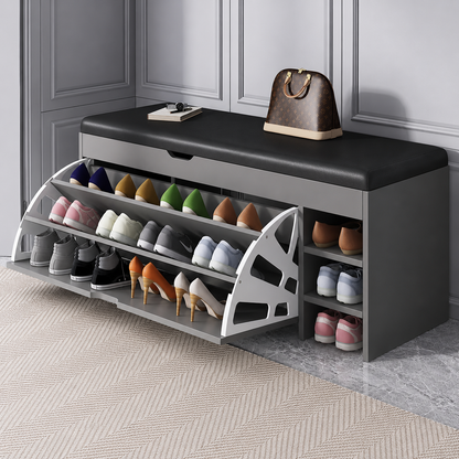 Banc à Chaussures Rembourré Bois Coussin Doux – Assise Confort Premium avec Rangement Intégré