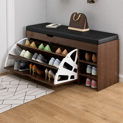 Banc à Chaussures Rembourré Bois Coussin Doux – Assise Confort Premium avec Rangement Intégré