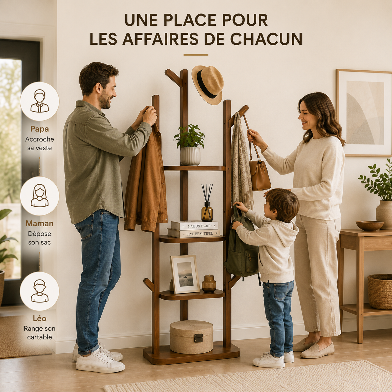 Porte-Manteau sur Pied Design Premium – Portant Vêtements Entrée Salon Style Contemporain Luxe