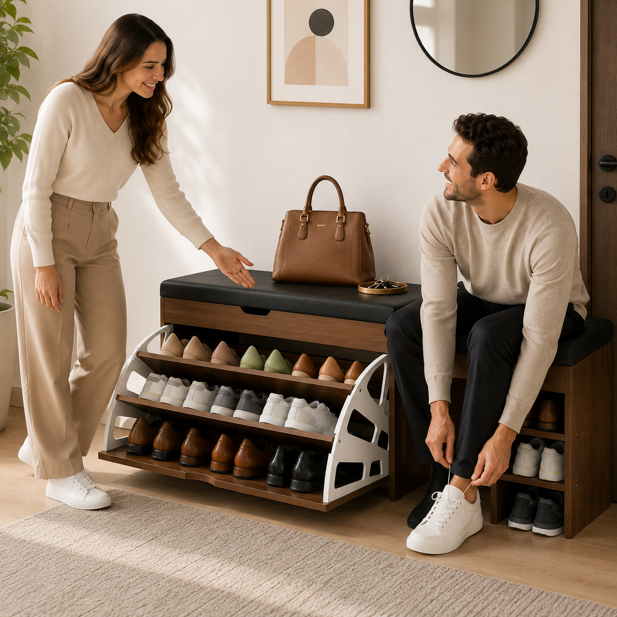 Armoire à Chaussures Fermée Entrée Grande Capacité – Meuble Chaussures Design Contemporain Hôtel
