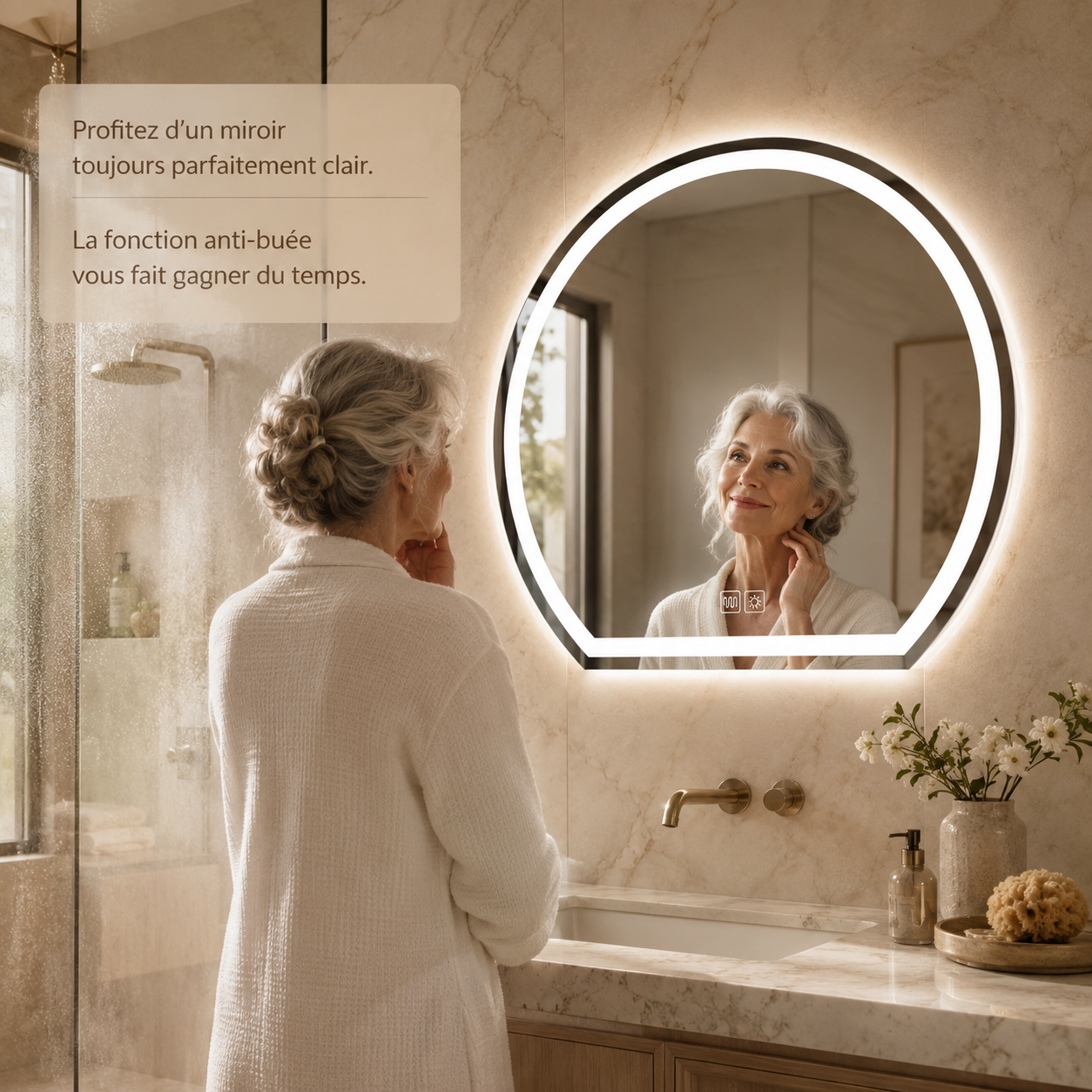 Miroir Mural LED Sur Mesure AntiBuée – Miroir Lumineux Salle de Bain Personnalisé Premium