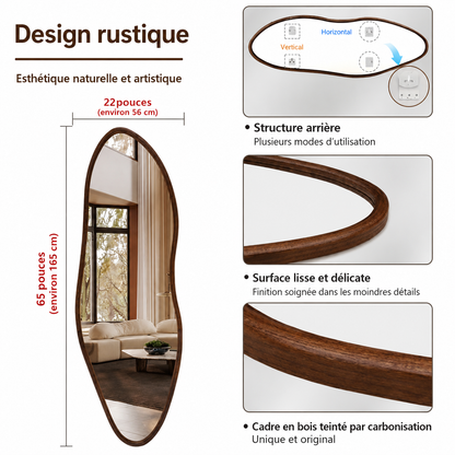 Miroir Pleine Longueur Bois Cadre Farmhouse – Grand Miroir Sol Style Rustique Chic Naturel