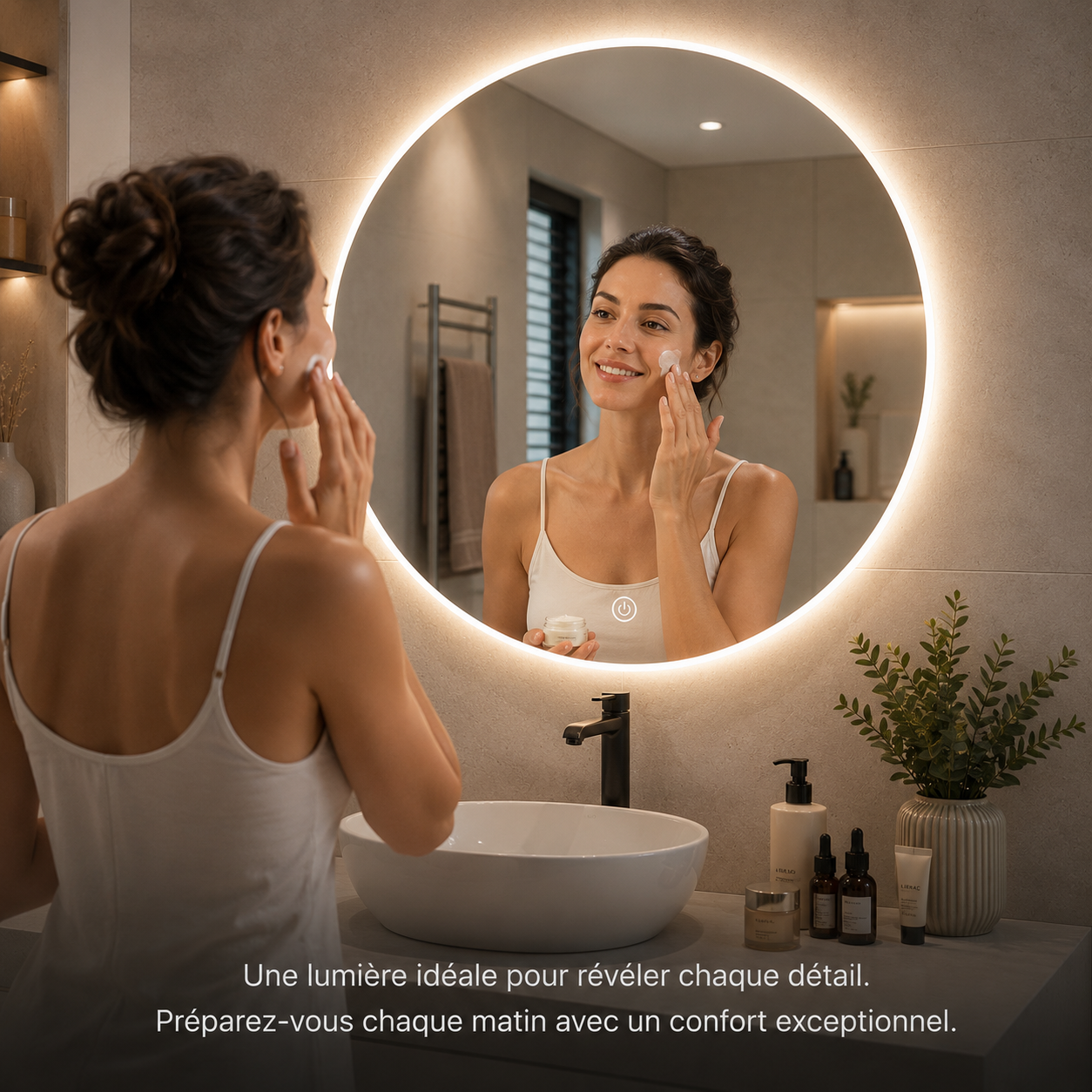 Miroir Rond LED Smart Joystar Salle de Bain – Miroir Lumineux Circulaire Éclairage Intégré Moderne