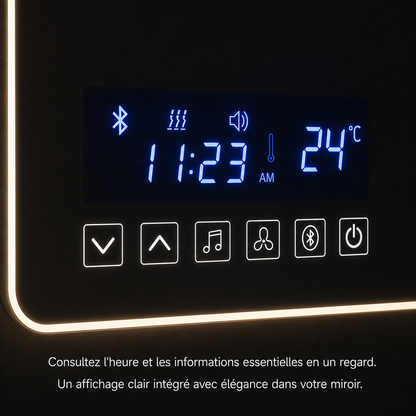 Miroir Bluetooth Smart Touch LED Hôtel Collection – Miroir Intelligent 3 Températures Lumière