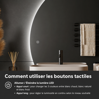 Miroir Intelligent Tactile Sans Cadre Hôtel – Smart Mirror LED Touch Screen Salle de Bain Luxe