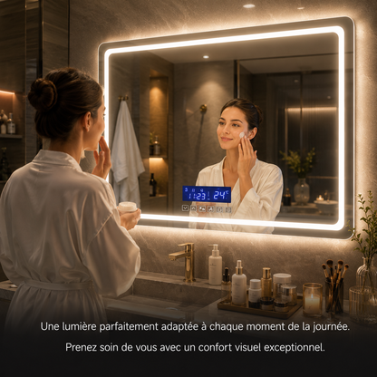 Miroir Bluetooth Smart Touch LED Hôtel Collection – Miroir Intelligent 3 Températures Lumière