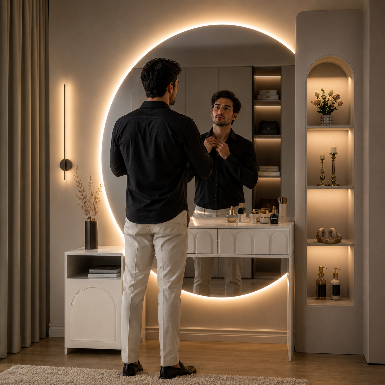 Miroir Intelligent Tactile Sans Cadre Hôtel – Smart Mirror LED Touch Screen Salle de Bain Luxe