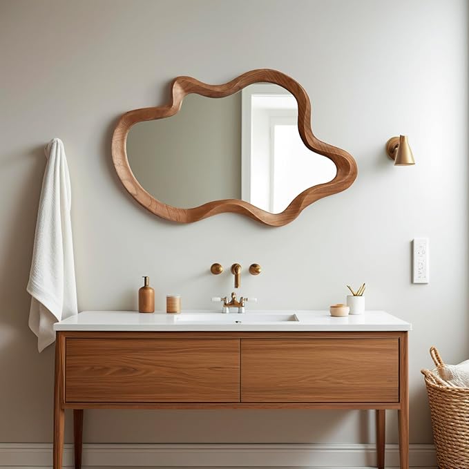 Miroir Salle de Bain Vanité Nordic Suspendu Sur Mesure – Miroir Lumineux Personnalisé Mural Luxe