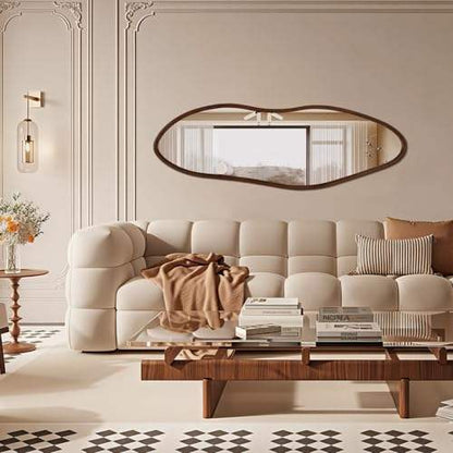 Miroir Pleine Longueur Bois Cadre Farmhouse – Grand Miroir Sol Style Rustique Chic Naturel