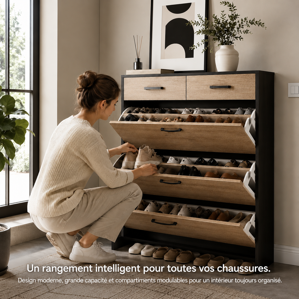 Meuble à Chaussures Design Moderne Salon Grande Capacité – Rangement Intérieur Personnalisable Haut de Gamme