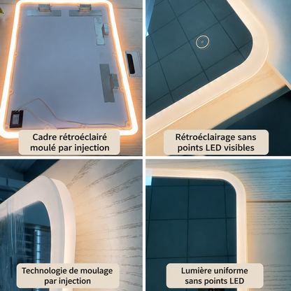 Miroir LED Rectangulaire Salle de Bain 50x30cm Siena – Miroir Lumineux Moderne Mural Épuré