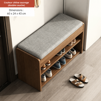 Banc à Chaussures Rembourré Bois Coussin Doux – Assise Confort Premium avec Rangement Intégré