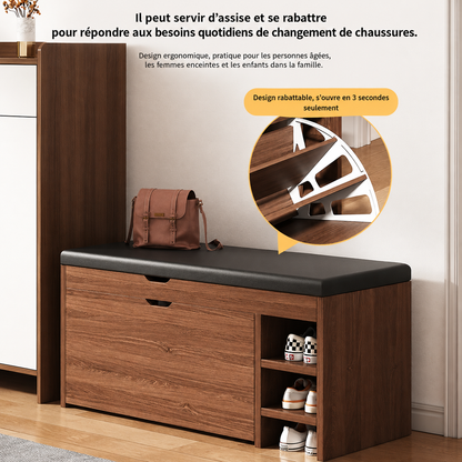 Banc à Chaussures Rembourré Bois Coussin Doux – Assise Confort Premium avec Rangement Intégré