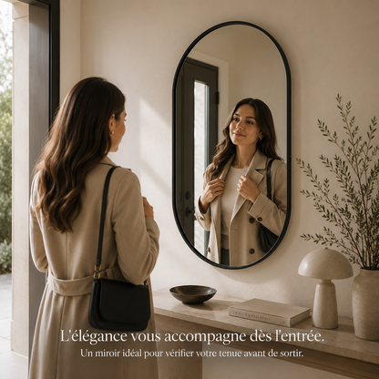 Miroir Ovale Verre Salle de Bain Luxe 50x80cm – Miroir Ovale Élégant Mural Design Premium Moderne