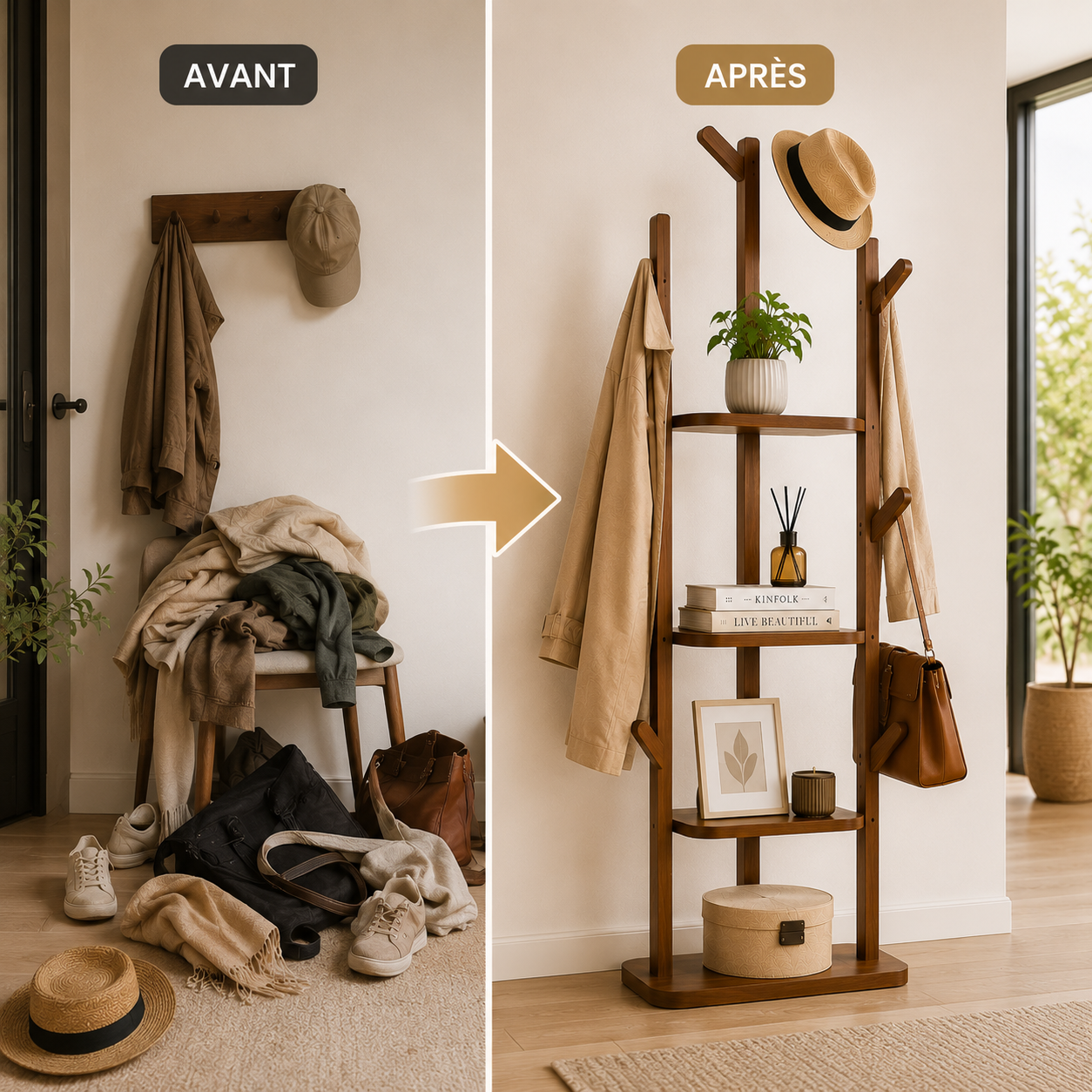 Porte-Manteau sur Pied Design Premium – Portant Vêtements Entrée Salon Style Contemporain Luxe
