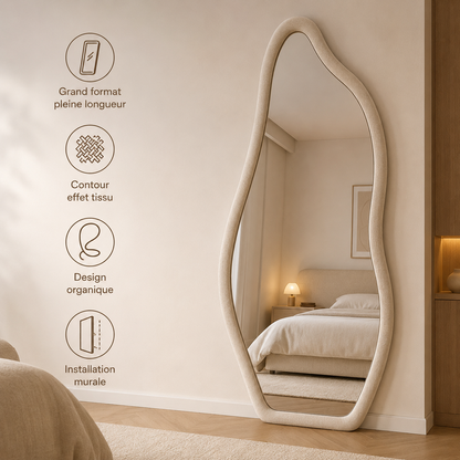 Miroir Pleine Longueur Tissu Adhésif Chambre – Grand Miroir Mural Sans Cadre Collant Contemporain