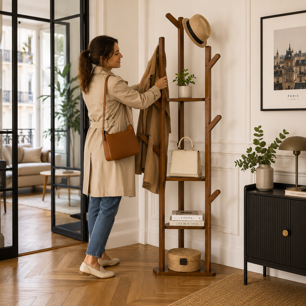 Porte-Manteau sur Pied Design Premium – Portant Vêtements Entrée Salon Style Contemporain Luxe