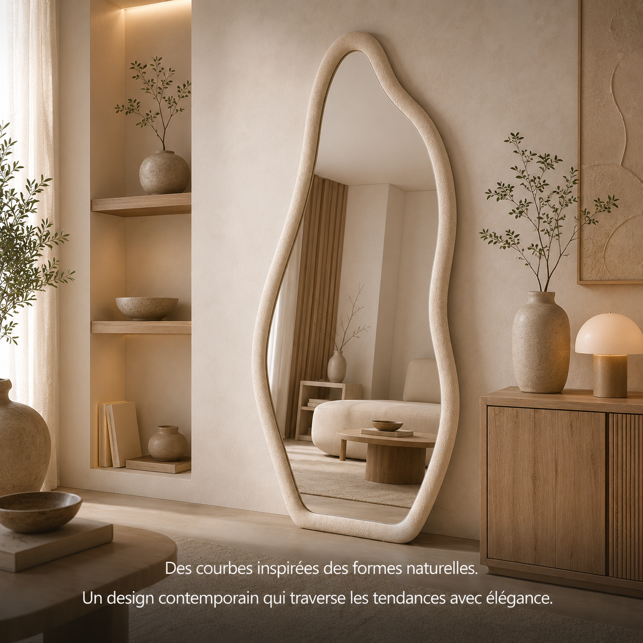 Miroir Pleine Longueur Tissu Adhésif Chambre – Grand Miroir Mural Sans Cadre Collant Contemporain