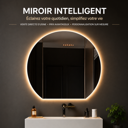 Miroir Mural LED Sur Mesure AntiBuée – Miroir Lumineux Salle de Bain Personnalisé Premium
