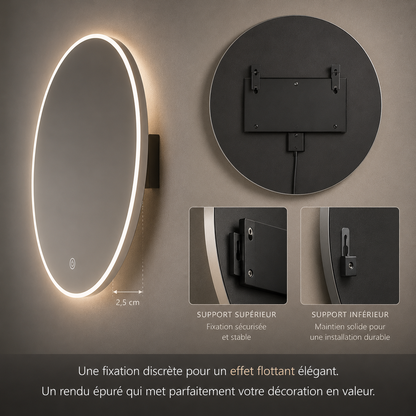 Miroir Rond LED Smart Joystar Salle de Bain – Miroir Lumineux Circulaire Éclairage Intégré Moderne