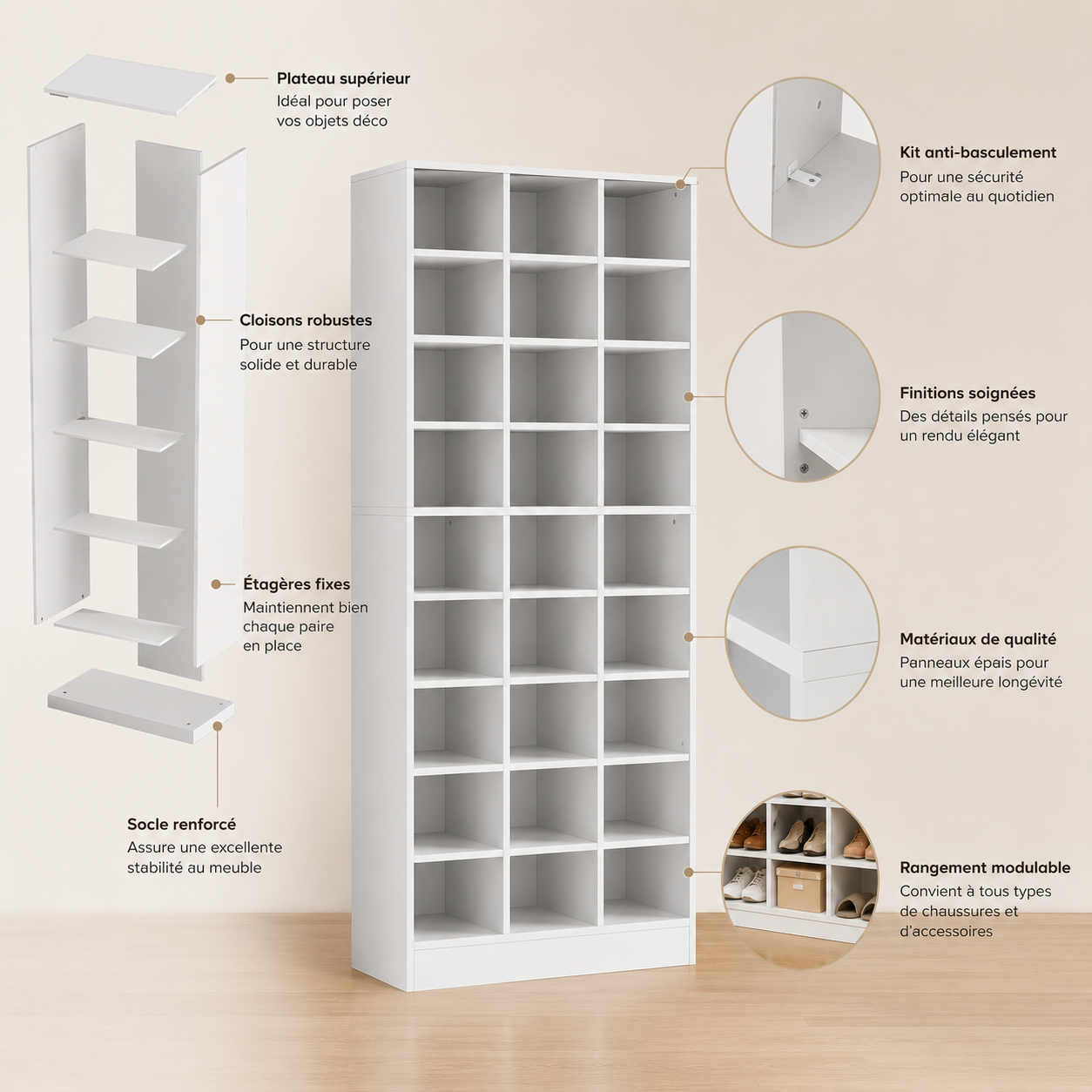 Organiseur à Chaussures Vertical Freestanding Tribesigns – Meuble Rangement Entrée Grande Hauteur