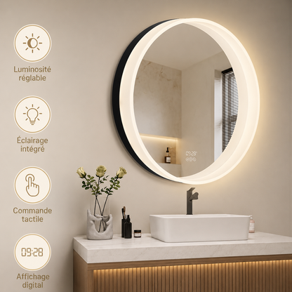 Miroir Lumineux LED Vanité Salle de Bain – Miroir Coiffeuse Éclairage Intégré Luminosité Réglable
