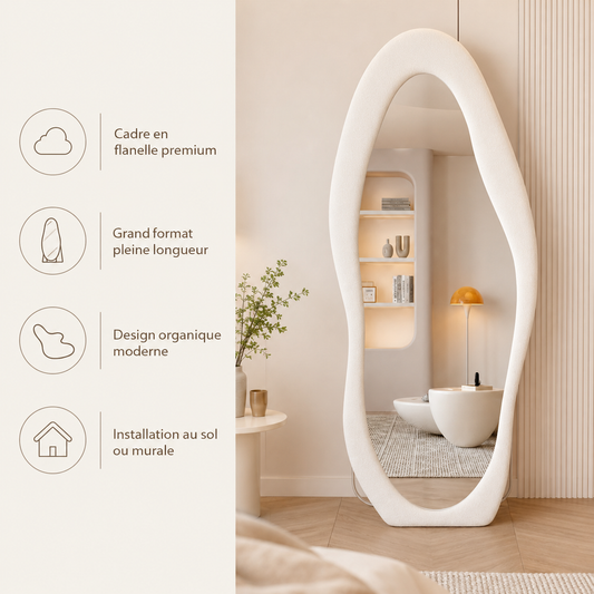 Miroir Pleine Longueur Cadre Flanelle Moderne – Grand Miroir Velours Design Contemporain Premium
