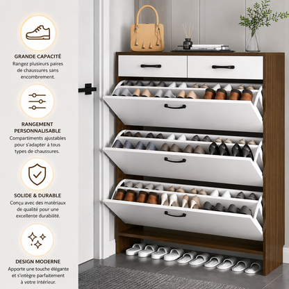 Meuble à Chaussures Design Moderne Salon Grande Capacité – Rangement Intérieur Personnalisable Haut de Gamme