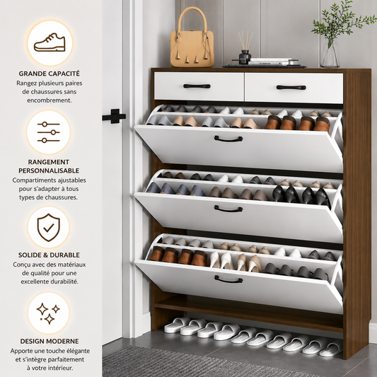 Meuble à Chaussures Design Moderne Salon Grande Capacité – Rangement Intérieur Personnalisable Haut de Gamme