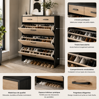 Meuble à Chaussures Design Moderne Salon Grande Capacité – Rangement Intérieur Personnalisable Haut de Gamme