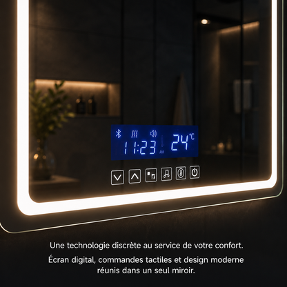 Miroir Bluetooth Smart Touch LED Hôtel Collection – Miroir Intelligent 3 Températures Lumière
